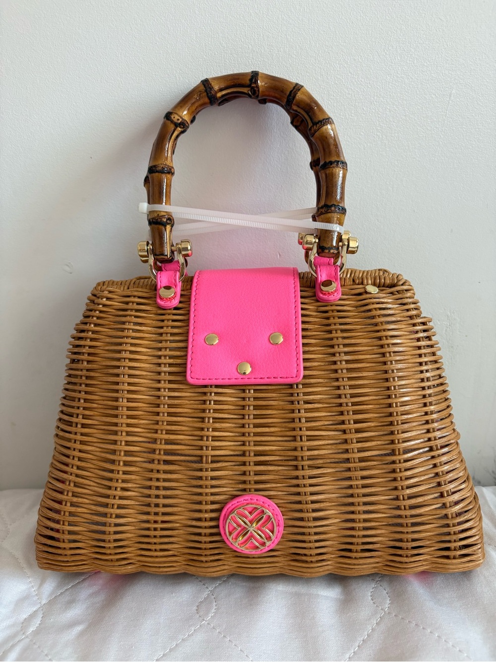 Lilly Pulitzer Leena Top Handle Wicker Bag - Picture 5 of 12